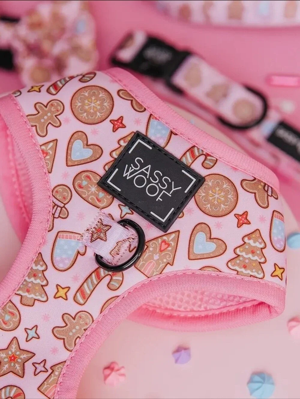 Sassy Woof Pink Christmas Harness